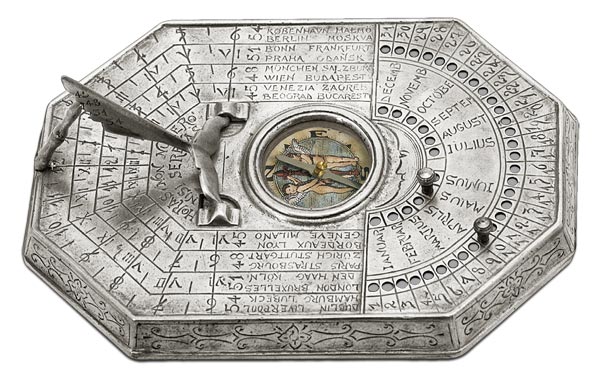 Orologio solare, grigio, Metallo (Peltro), cm 22 x 15
