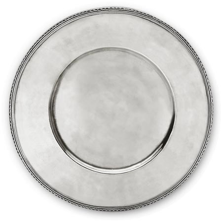 Charger scribed rim, grey, Pewter, cm Ø 32,5