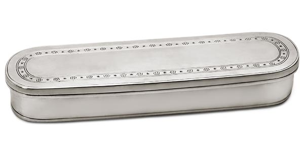 Schatulle mit Scharnier, Grau, Zinn, cm 25 x 8