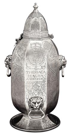 Vaso per Theriaca, grigio, Metallo (Peltro), cm h 46