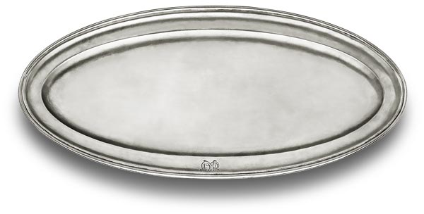 Servierteller oval, Grau, Zinn, cm 62 x 28