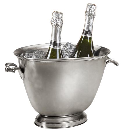 Secchio champagne ovale, grigio, Metallo (Peltro), cm 23 x 33 x h 31