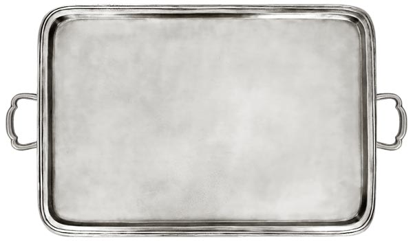 Vassoio con manici, grigio, Metallo (Peltro), cm 52 x 36