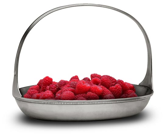 Oval basket bowl, grey, Pewter, cm 24.5 x 18