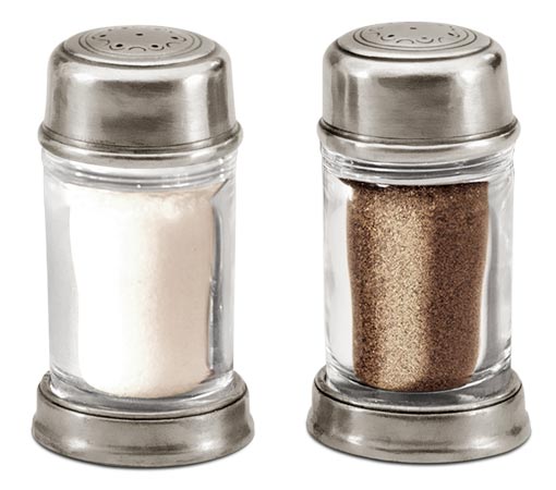 Salz- und Pfefferstreuer-Set, Grau, Zinn und Bleifreies Kristallglas, cm h 8,5