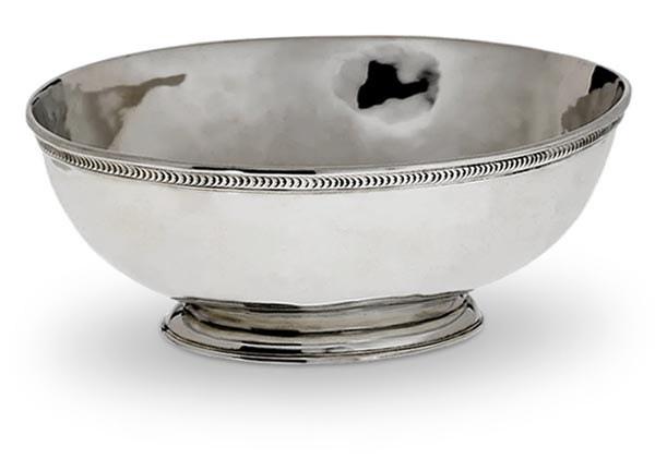Oval footed centerpiece, grey, Pewter, cm 36 x 26.5 x h 13.5