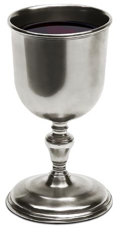 Bicchiere a calice, grigio, Metallo (Peltro), cm h 19,5 cl 53
