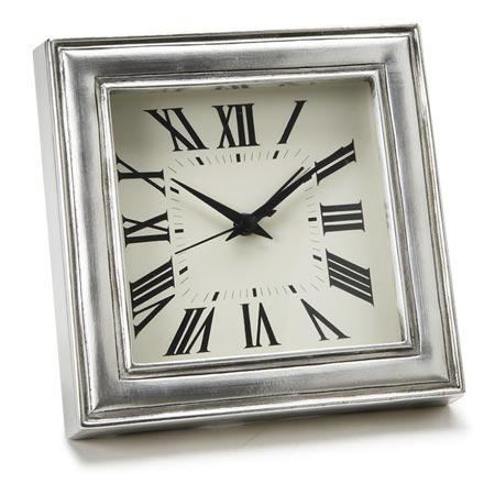 Wecker Uhr, Grau, Zinn und Glas, cm 12 x 12