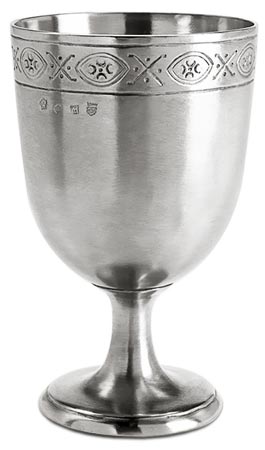 Bicchiere a calice, grigio, Metallo (Peltro), cm h 14.5 cl 41