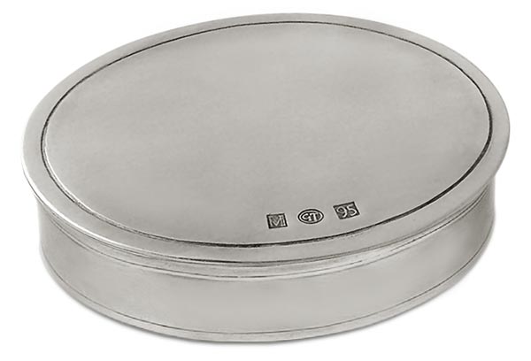 Schmuckdose oval, Grau, Zinn, cm 11.5 x 9