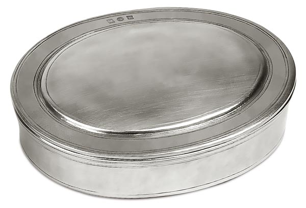 Scatola ovale, grigio, Metallo (Peltro), cm 15x13