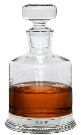 Decanter whisky, grigio, Metallo (Peltro) e cristallo senza piombo, cm h 21 l 1