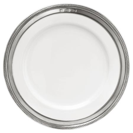 Salad / dessert plate, grey and White, Pewter and Ceramic, cm Ø 22