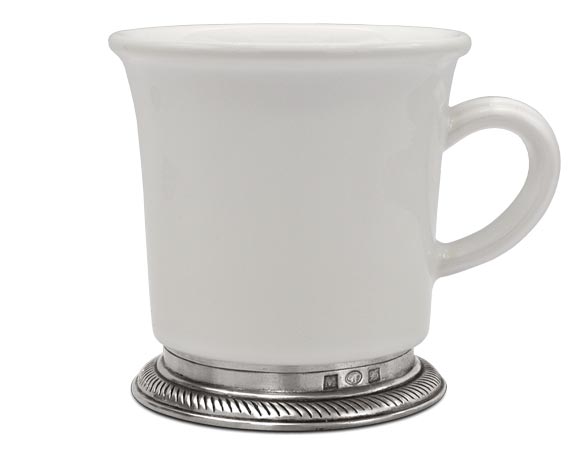 Mug, grigio e bianco, Metallo (Peltro) e Ceramica, cm h 10