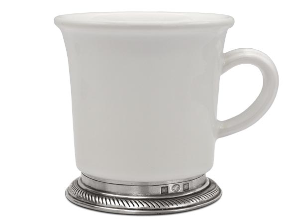 Mug, Grau und weiß, Zinn und Keramik, cm h 10