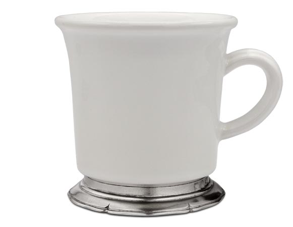 White mug, grey and White, Pewter and Ceramic, cm h 10