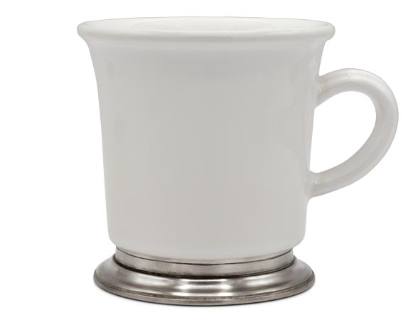 Mug, grigio e bianco, Metallo (Peltro) e Ceramica, cm h 10