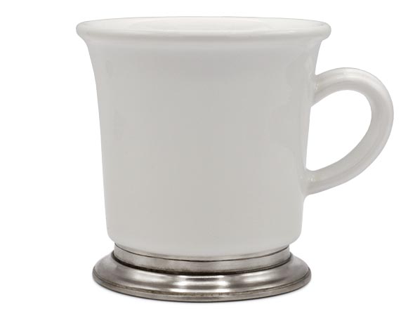 White mug, grey and White, Pewter and Ceramic, cm h 10