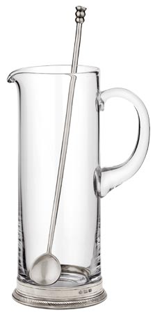 Caraffa cocktail + cucchiaio, grigio, Metallo (Peltro) e cristallo senza piombo, cm Ø10 x h27  lt. 1,50