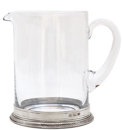 Caraffa acqua, grigio, Metallo (Peltro) e cristallo senza piombo, cm h 16 lt 1