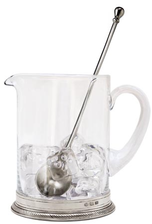 Caraffa acqua con cucchiaio, grigio, Metallo (Peltro) e cristallo senza piombo, cm h 16 lt 1