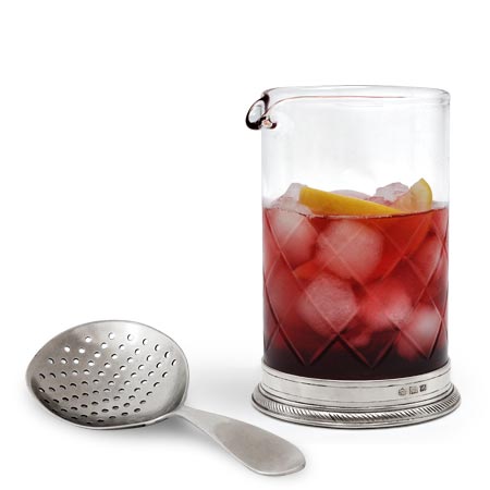 Bicchiere da miscelazione + colino, grigio, Metallo (Peltro) e cristallo senza piombo, cm Ø 9 x h 15,5 cl 70