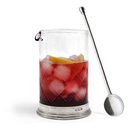 Bicchiere + cucchiaio da cocktail, grigio, Metallo (Peltro) e cristallo senza piombo, cm Ø 9 x h 15,5 cl 70
