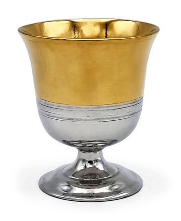 Бокал, кубок декоративный, серый и золото, олова, cm h 11