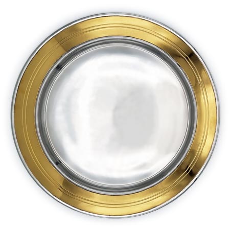 Platou rotund (gold finish), gri și aur, Cositor, cm Ø 30