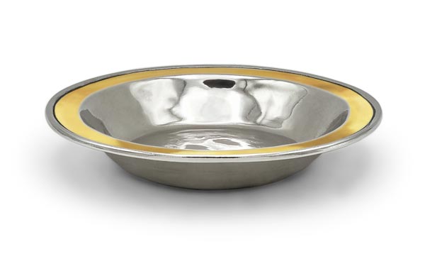 Soup/pasta bowl with gold finish, grey and gold, Pewter, cm Ø 21,5