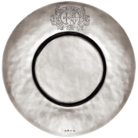 Подстановочная тарелка, серый, олова, cm Ø 24