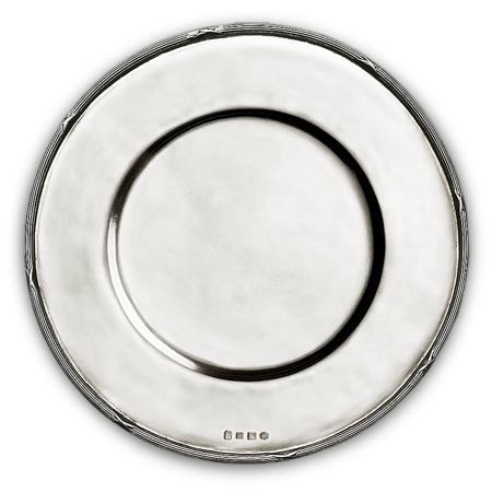 Charger scribed rim, grey, Pewter, cm Ø 32