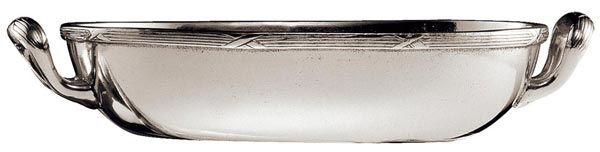 Bacinella ovale, grigio, Metallo (Peltro), cm 16x12xh4