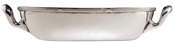 Bacinella ovale, grigio, Metallo (Peltro), cm 23,5x17,5xh6