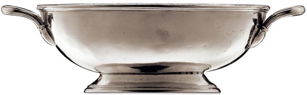 Schale auf Fuss (Oval), Grau, Zinn, cm 25x20