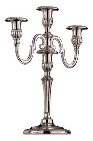 Candelabro 3 velas, gris, Estaño, cm h 35,5