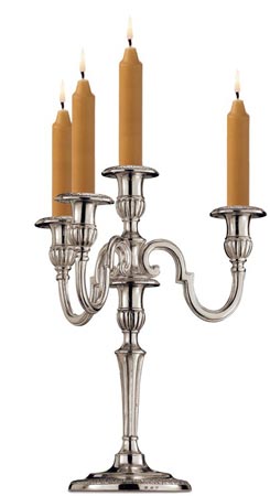 Candelabro 4 brazos, gris, Estaño, cm h 35,5