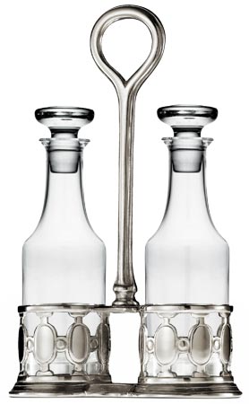 Oil & vinegar set, grey, Pewter and lead-free Crystal glass, cm h 25,5