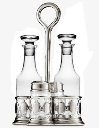 Ménagère 4 pcs, gris, étain et Cristal sans plomb, cm h 25,5