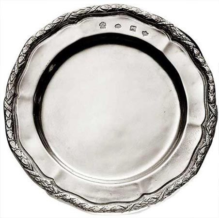 Тарелка, серый, олова, cm Ø 12
