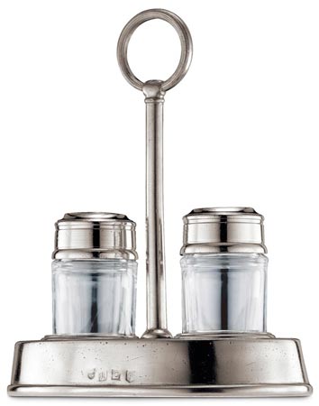 Salt & pepper sprinkler, grey, Pewter and lead-free Crystal glass, cm h 18