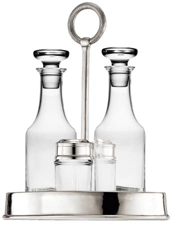 Ménagère 4 pcs, gris, étain et Cristal sans plomb, cm 20x14xh24  cl 17  e cl 4