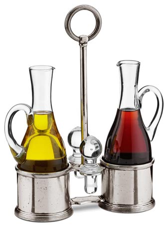 Huilier vinaigriere, gris, étain et Cristal sans plomb, cm h 23