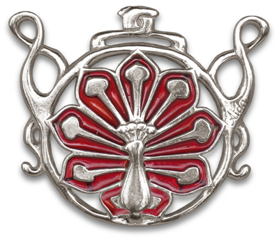 Pendente - siam, grigio e rosso, Metallo (Peltro) / Britannia Metal, cm 6,5 x 6,5