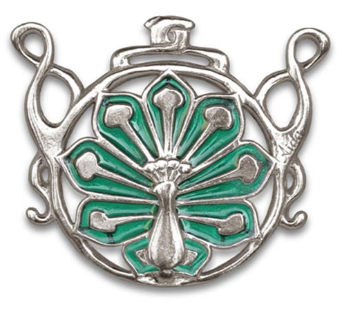 Pendant - peridot, grey and green, Pewter / Britannia Metal, cm 6,5 x 6,5
