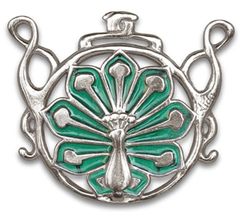 Pendentif - peridot, gris et vert, étain / Britannia Metal, cm 6,5 x 6,5