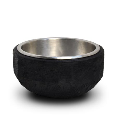 Cereal/Soup bowl, grey and black, Pewter and Wood, cm Ø 18,5 x h 9.5