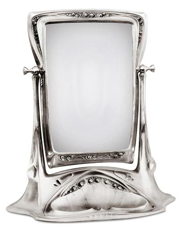 Espejo de vanidad (biselado) - art deco, gris, Estaño / Britannia Metal, cm 44x21x h 51,5