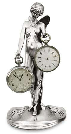 Portaorologio donna con ali, grigio, Metallo (Peltro) / Britannia Metal, cm 21.5