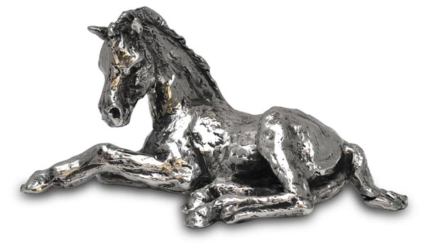 Statuetta - puledro Lipensky seduto, grigio, Metallo (Peltro), cm 13
